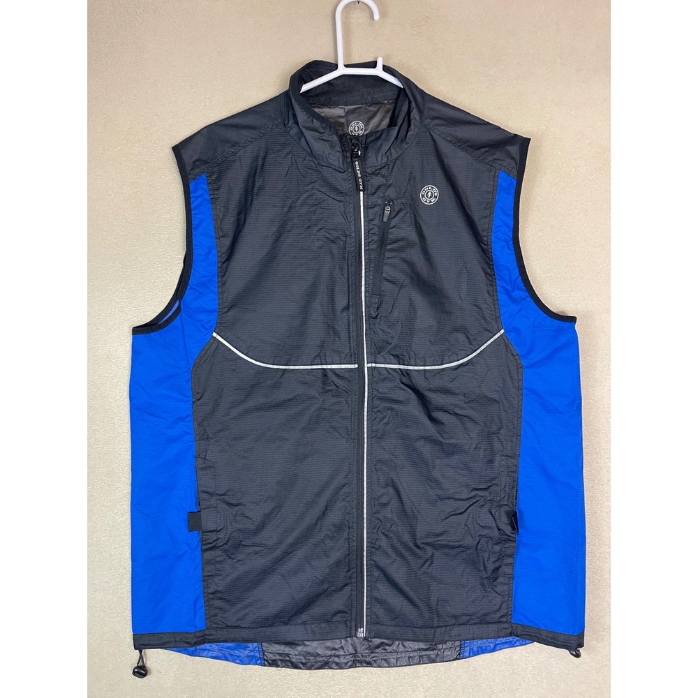 Gold's Gym‎ Vest L/XL Black Blue Full Zip Athletic Sleeveless Lightweight
